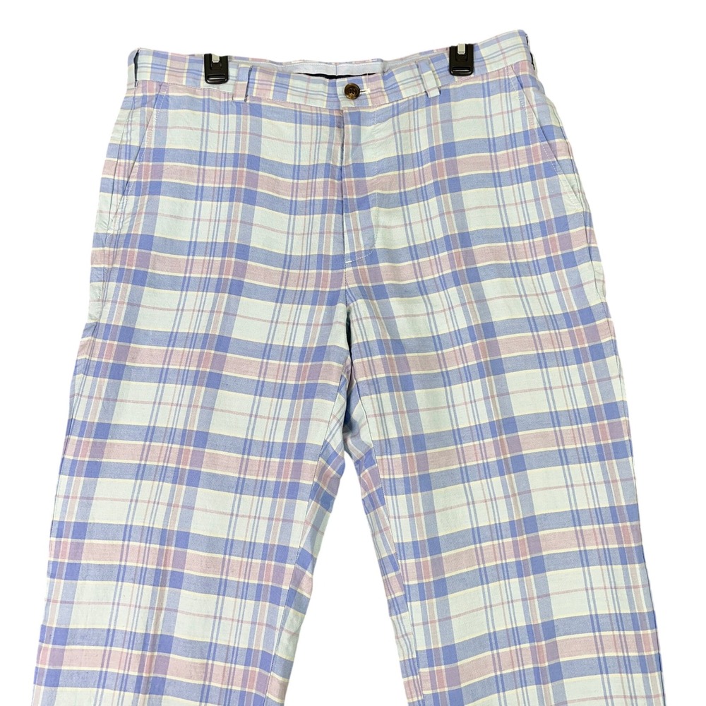 Brooks Brothers Baird McNutt Irish Linen Plaid Summer Chino Pants Mens 36x30